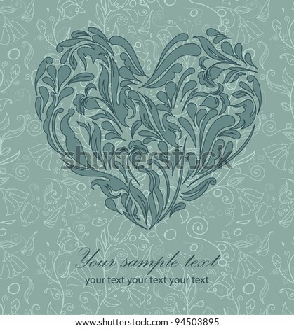 Perfect retro floral gold heart isolated on beautiful background with your text (vector version eps 10).