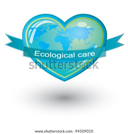 Vector ecological care, heart symbol