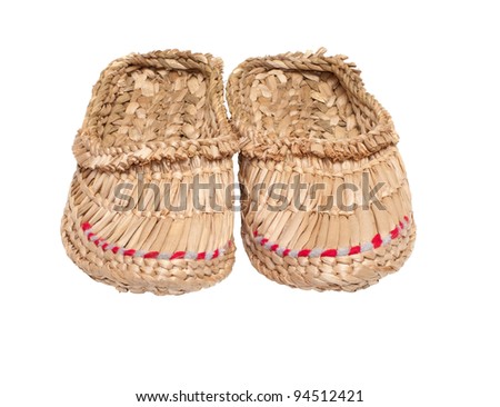 Pair of bast shoes it is isolated on a white background