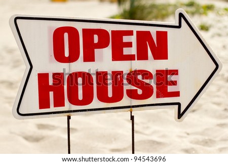 Open House Sign with blurred background