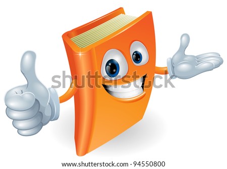 Book cartoon character mascot giving a thumbs up