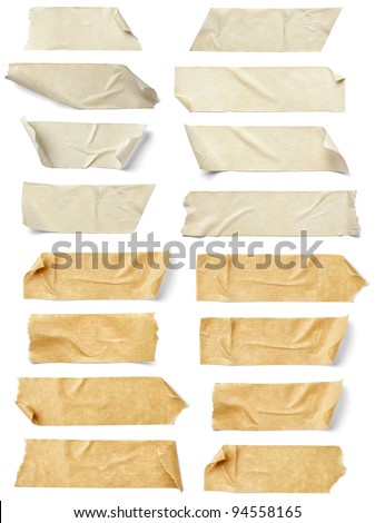 collection of  various adhesive tape pieces on  white background. each one is shot separately Royalty-Free Stock Photo #94558165