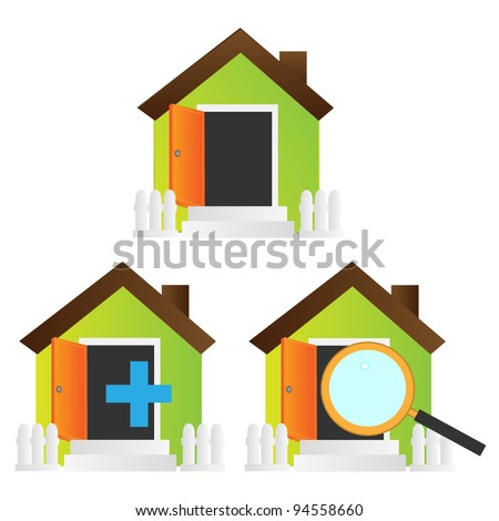 Three vector illustrations of houses, perfect as web icons or standalone illustrations.