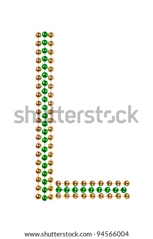 Letter 'L' made of shiny beads over white Royalty-Free Stock Photo #94566004