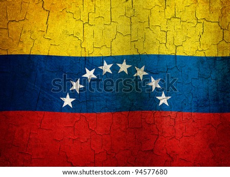 Venezuelan flag on a cracked grunge background