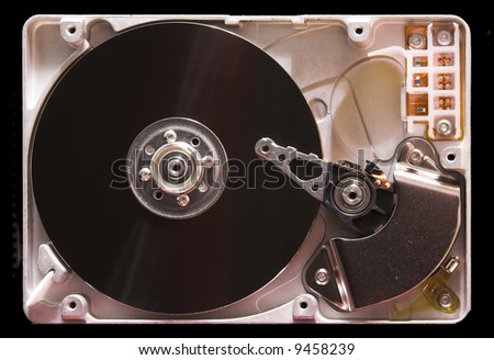 inside view of hard drive from computer