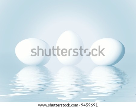 White eggs. 3D computer graphics