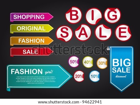 colorful tags over black background. vector illustration