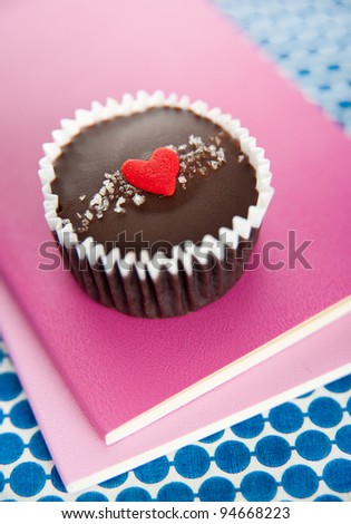 Chocolate Cup with Heart Candy for Valentine's Day