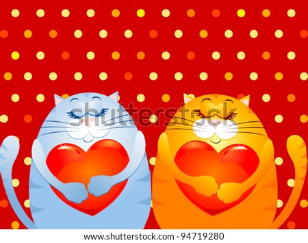 Sweet cats in love, vector illustration