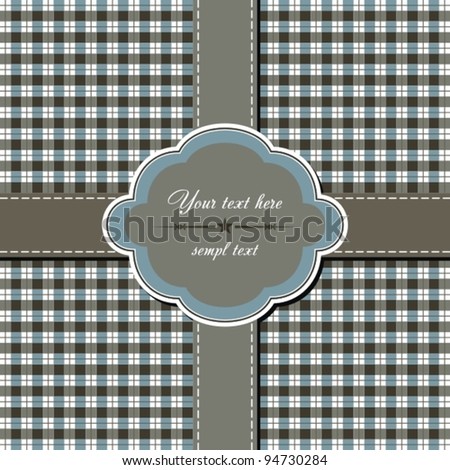 Blue greeting card with bow. Vector.