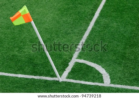 Conner of soccer field with flag