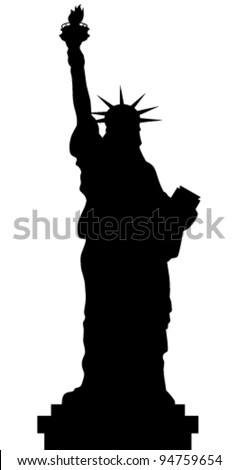 Statue Of Liberty Vector Black Shadows Silhouette Royalty-Free Stock Photo #94759654