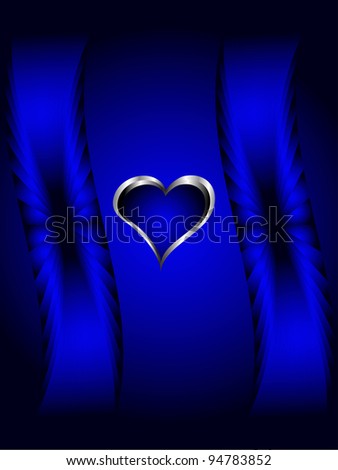 A vector valentines background with silver hearts on a deep blue fan effect  backdrop