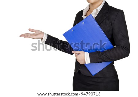 a businesswoman hold a document while makes presentation