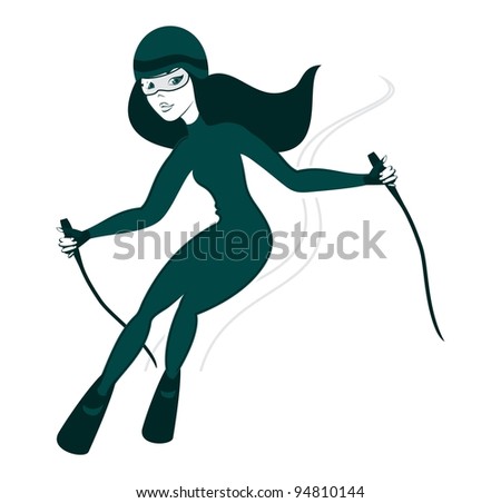 girl skiing isolated