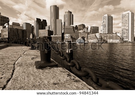 Boston in Massachusetts, USA in Sepia Tone.