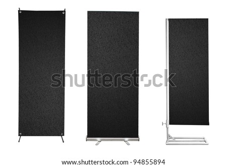 Set of banner stand display with Black PVC plastic texture ready for use