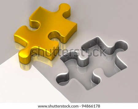 Gold jigsaw puzzle piece