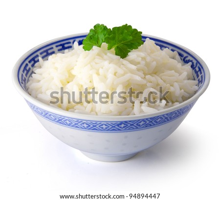 Bowl of Rice on White Background
