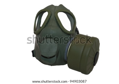 gas mask of former Yugoslav Army, isolated on white background