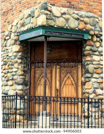 Irish church door in Corktown, Detroit