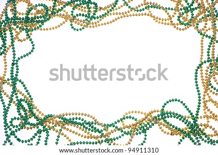 Green and gold bead frame