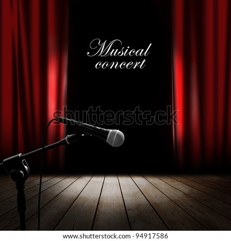 Musical background with red curtain