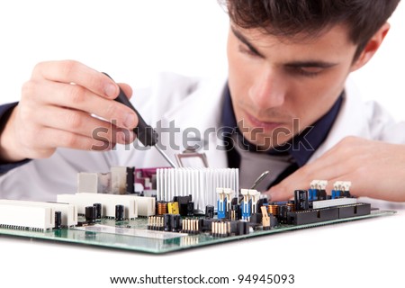 Computer Engineer, isolated over white background Royalty-Free Stock Photo #94945093
