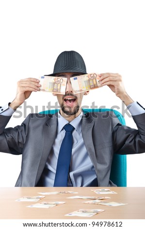 Man with money isolated on the white