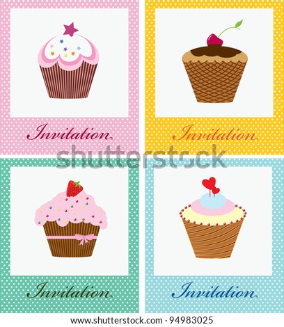 collection frame with cupcakes. perfect as invitation or announcement.
