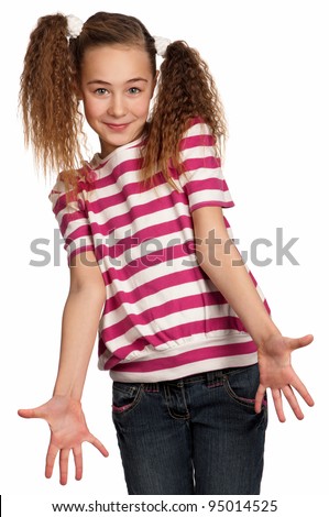 Portrait of surprised girl isolated on white background