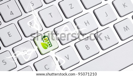 white keyboard with an eco option