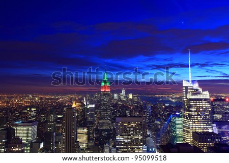 New York City midtown skyline at twilight