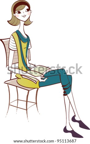 side view of woman sitting