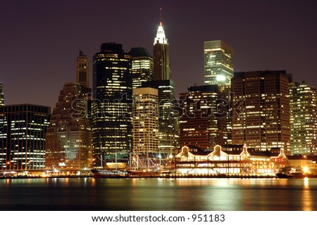 New York Lower East Side Skyline at Night