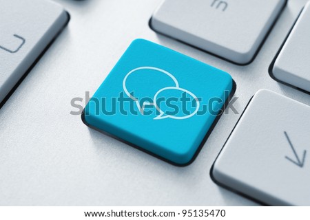 Social media key with two speech bubble sign on the keyboard. Toned Image. Royalty-Free Stock Photo #95135470