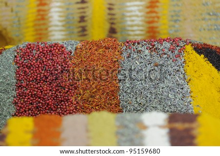 This is spices arrangement. Such picture you can see in the oriental bazaar.