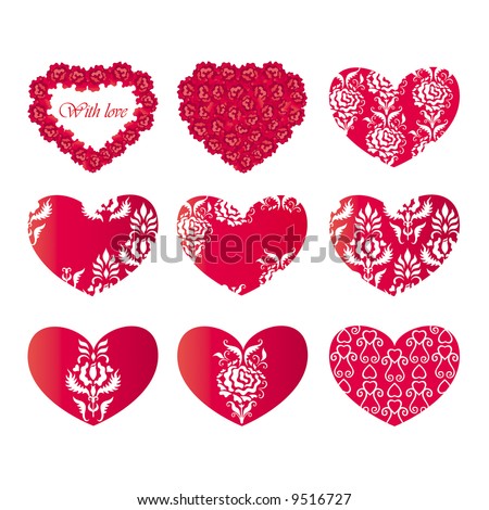 Vector design with hearts and flowers