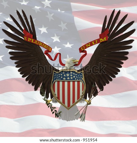US Emblem over the US flag background