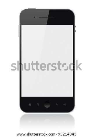 Modern smartphone with blank screen isolated on white. Include clipping path for phone and screen.