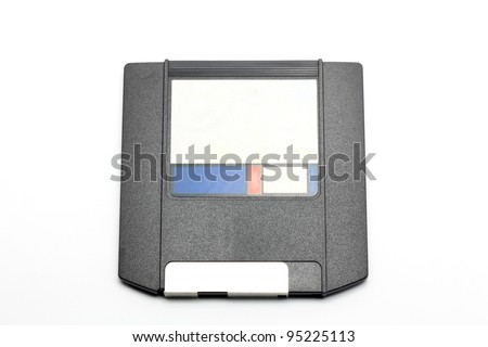 Zip Drive magnetic computer data storage support over white background