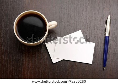 coffee and business card Royalty-Free Stock Photo #95250280
