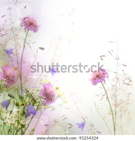 Beautiful pastel floral border beautiful blurred background (shallow depth of field) Royalty-Free Stock Photo #95254324