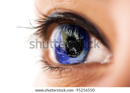Eye with planet earth. Earth picture is from NASA http://visibleearth.nasa.gov.