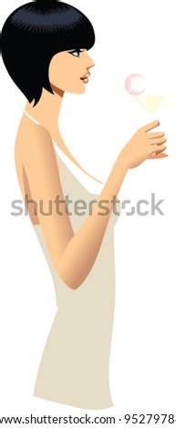 side view of woman holding glass