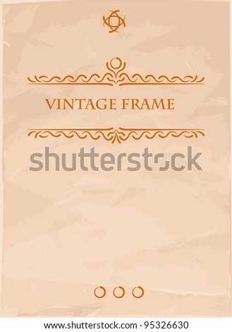 Frame in vintage style, elements for design