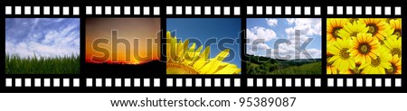 film strip with beautiful nature photos Royalty-Free Stock Photo #95389087