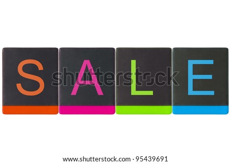 sale tag from black leather pad