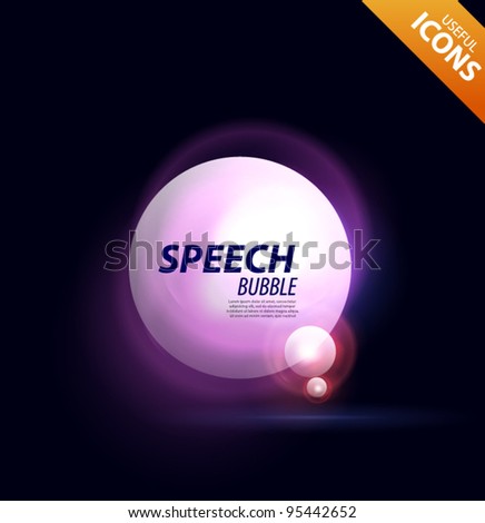 Glowing blurred sphere speech bubble design on black